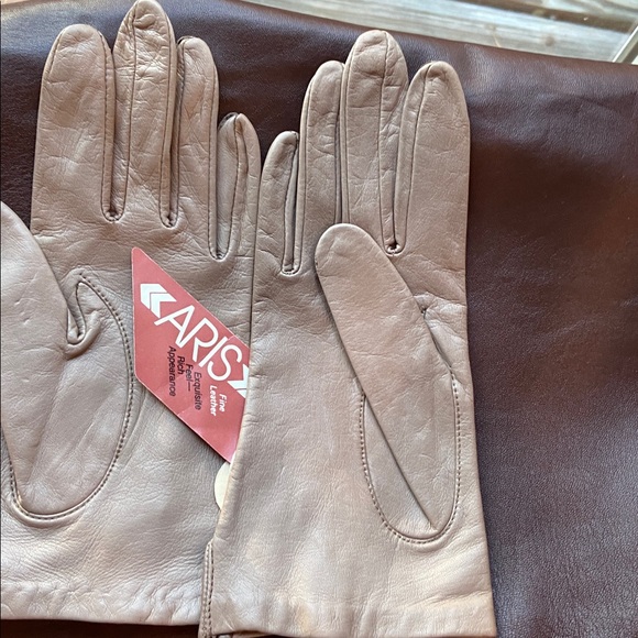 Aris Taupe/gray Leather Gloves NWT Size 7 - Picture 8 of 9